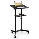 Mobile Lectern Podium Height-adjustable Rolling Laptop Cart with Tilting Top Storage Tray by LJGDeals