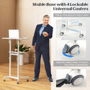 Mobile Lectern Podium Height-adjustable Rolling Laptop Cart with Tilting Top Storage Tray