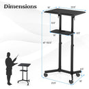 Mobile Lectern Podium Height-adjustable Rolling Laptop Cart with Tilting Top Storage Tray by LJGDeals
