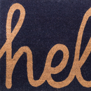 Cursive Hello Doormat Handwoven, Durable - Dark Blue