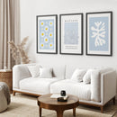 Abstract Matisse Print Set of 3. Blue Floral Wall Art by Wall Art Set