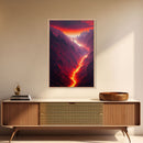 Lava Flow, Depths of Hades Art, Framed Canvas Print, Ready To Hang Framed Wall Art, Living Room Wall Hanging