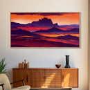 Arizona Desert Landscape at Sunset, Vaporwave Style Landscape, Cool Office Art, Ready To Hang Framed Canvas Print, Oversize Wall Art