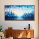 A Winter Scene, Framed Canvas Print, Mosaic Style Painting Print, Stained Glass Style Art, Above Mantle Art, Living Room Decor