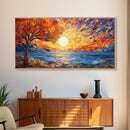 Mosaic Wall Art, Abstract Wall Print, Sunset, Lake Art, Canvas Print, Wall Hanging, Panoramic Art, Dining Room Decor, Realtor Thank You