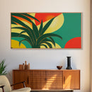 Midcentury Style Art Deco Palm Leaf, Framed Canvas Print, Framed Art, Wall Decor, Palm Tree, Tropical Art, green and gold art