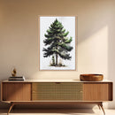 Pine Tree Watercolor Wall Art Canvas Print - Vibrant Colorful Nature Scene Artwork, lakehouse art
