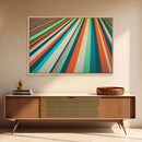 Mid Century Wall Art Canvas Print Teal Orange Olive Green and Brown Decor Large Wall Art for Home Retro Modern Design Light Highway