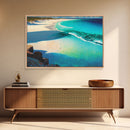 Bird's Eye View Of a Tropical Beach, Framed Canvas Print, Lake House Art, Modern Farmhouse Decor