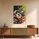 Pop Art Moto Racer, Motorcycle Art, WPAP Style, Framed Canvas Print, Graffiti style motorcycle art, dirt bike racer art