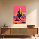 Mexico Cactus Art, Synthwave Pink Art, Framed Canvas Print, Southwest Saguaro Cactus Succulent Art, Western Decor