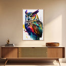 Watercolor Owl Painting Canvas Print, Framed Canvas Art, Pop Art Style, Owl Decor, Owl Print, Owl Art