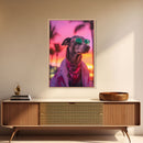 Greyhound Wall Print, Dog Wall Art, Dog Sunglasses, Dog In Pink Suit, Funny Art, Framed Wall Art, Framed Canvas, Wall Print, Wall Canvas