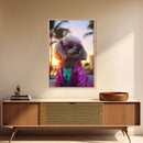 Poodle In Sunglasses Pink Tracksuit Wall Print, Dog Portrait, Dog Art Print, Framed Wall Art, Framed Canvas, Wall Print, Wall Canvas
