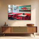 Odd Diner Art, Psychedelic Dream Art, Framed Canvas Print, Painting in a Painting