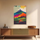 Surreal Rainbow Mountain Landscape, Framed Canvas Print