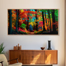 The Sacred Grove, Fantasy Art, Pop Art Forest Landscape, Framed Canvas Print, Colorful Forest Painting, Living Room Art
