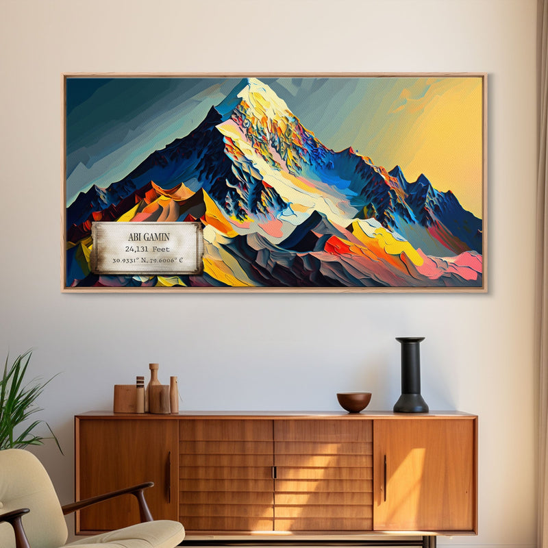 Abi Gamin, Wall Art, Original Mountain Painting Print, Travel Poster, Mountain Landscape Wall Decor, Mountains of India