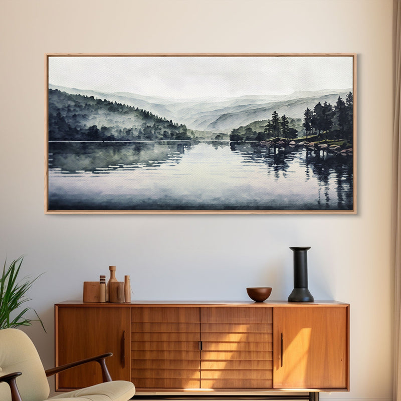 Blue Lake Art | Framed Canvas Print | Blue Lake Painting | Oregon Lake House Decor | Guest Room Landscape Painting | Sparks Lake Painting