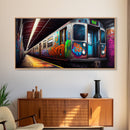Urban Decay Wall Art - Graffiti Covered Subway Train - 1970s NYC Art - Framed Canvas Print - Original Art - Dystopian Urban Decay