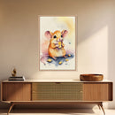Mouse monchin' some cheese Watercolor Print, Mouse Art Painting, Framed Canvas Print, Cute mouse cartoon