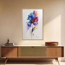 Red and Blue Vintage Style Framed Canvas Art, Vintage Floral Print, Vintage White Roses Painting, Still Life Botanical Farmhouse print,