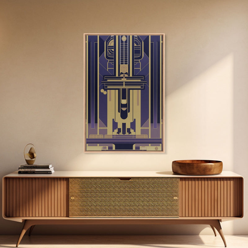 Art Deco Pattern Wall art - Framed Canvas Print - Art Deco - Gold & blue art - Abstract art - Patterns art - Abstract art - Guest room decor