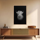 Highland Cow Art Print, Black And White, Animal Wall Decor, Minimalist Art, Wall Decor, Canvas Art, Wall Art, Framed Canvas Wall Decor