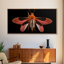 Red Moth Wall Decor, Insect Wall Art, Nature Wall Decor, Minimalist Art, Panoramic Wall Decor, Canvas Print, Wall Art, Framed Canvas Art