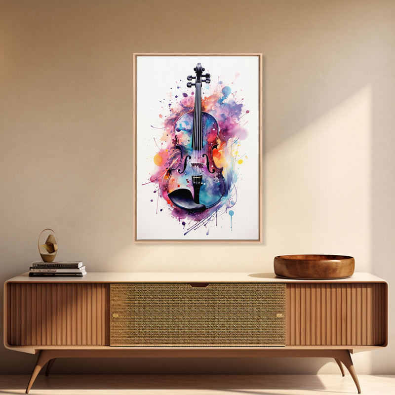 Violin Wall Art, Framed Canvas Print, Violin, Violin Art, Music Studio Decor, Instrument Print, Stringed Instruments