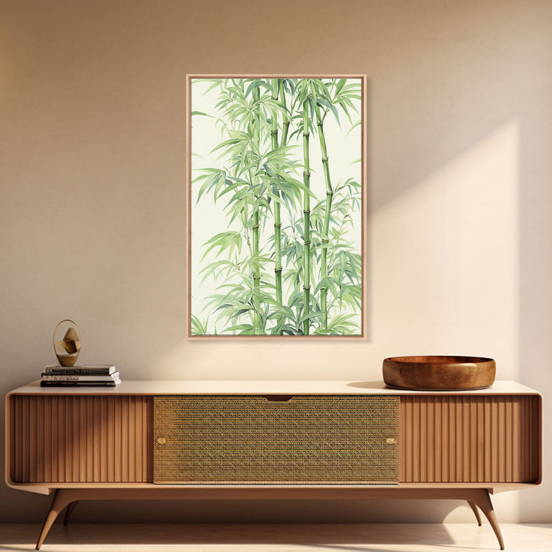 Wabi Sabi Bamboo Wall Art Print, Zen Decor, Zen Wall Art, Botanical Print, Bamboo Painting, Meditation Decor, Bamboo Decor, Framed Canvas