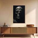 Glowing Eyes Grim Reaper, Spooky Halloween Canvas Art, Framed Canvas Print, Halloween Wall Decor, Skull Portrait