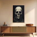 Skull Decor, Charcoal Drawing, Gothic Decor, Human Skull, Canvas Print, Wall Art, Vertical Art, Dark Wall Art, Moody Wall Art, Indie Art