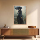 Victorian Witch In The Rain, Halloween Decor, Framed Canvas Print, Halloween Poster Art, Victorian Oil Painting, Goth Decor