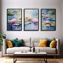 Lake Wall Art, Water Lily Art, Lotus Wall Print, Canvas Print, Wall Art, 3 Piece Wall Art, Home Wall Decor, Country Home Decor, Ranch Decor