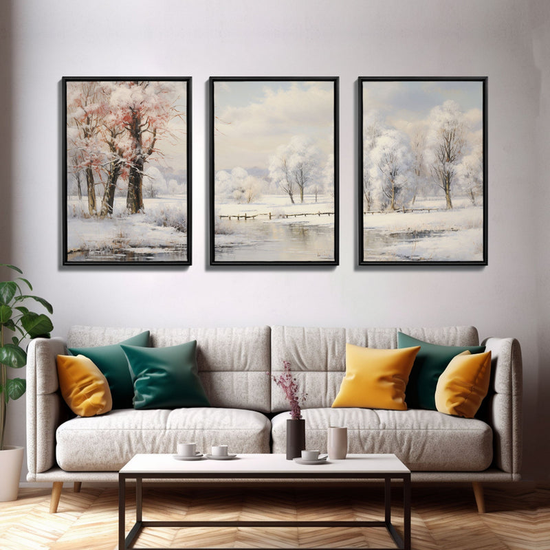 Winter Landscape, Winter Forest Print, Canvas Print, Wall Art, 3 Piece Wall Art, Living Room Wall Art, Bedroom Prints, Office Wall Decor