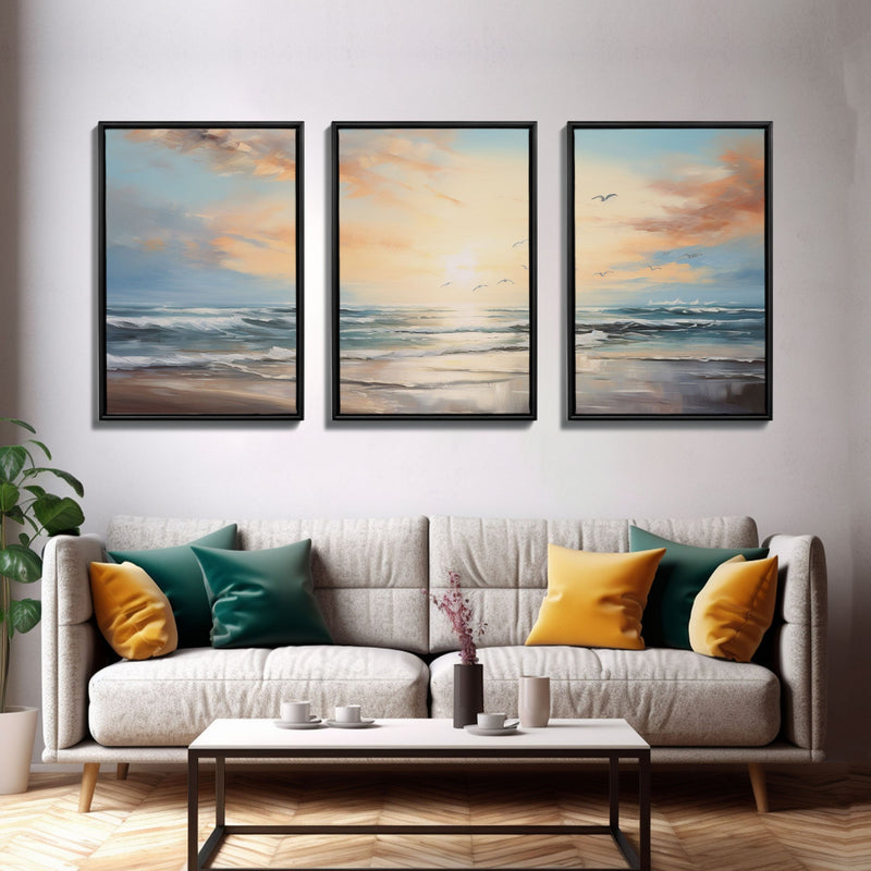 Beach Wall Art, Seascape Print, Sunset Wall Art, Canvas Print, Wall Art, 3 Piece Wall Art, Beach House Wall Decor, Home Office Art, RV Decor