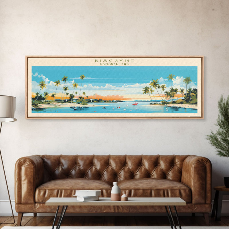 Biscayne National Park, Panoramic Florida Travel Art, National Park Print, Minimalist Travel Art, Midcentury Modern Style Landscape