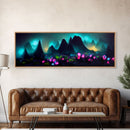 Luminescent trail in the forest, fantasy art, RPG concept art, canvas print, tiny worlds, glowing mushrooms out of focus, miniature worlds