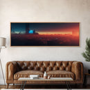 Cyberpunk Cityscape, Ready To Hang Canvas Print, Panoramic, Cyberpunk Concept Art, Cityscape at Sunset, Cool mancave art, gift for him