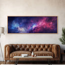 The Cosmic Balance, Framed Canvas Print Wall Art, Space Art, Galaxy Print, Turquoise and Pink Starry Night Sky