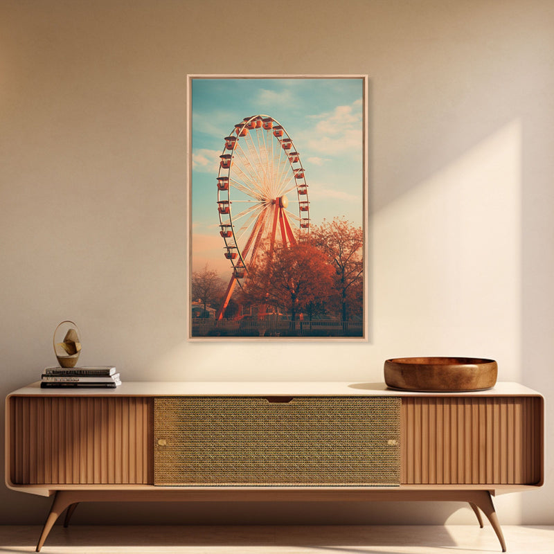 An Abandoned Ferris Wheel, Frames Canvas Print, Liminal Spaces, Abandoned Photography Wall Art Fine Art Print