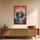 Vinyl Record Wall Art, Framed Canvas Print, Retro 1980s Style Wall Decor, Gift For Him, Gift For Audiophile