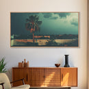 A Miami Rain Storm, Framed Canvas Print, Liminal Art, Liminal Spaces, Framed Wall Art, Game Room Decor, Dark Moody Art