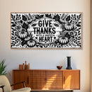 Give Thanks With A Grateful Heart Modern Farmhouse Wall Decor, Dining Room Wall Sign Kitchen Decor Large Framed Canvas Print, Fall Wall Art