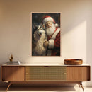 Santa Claus Holding An Alaskan Malamute,  Christmas Wall Art, Dog Gift, Christmas Dog, Winter Wall Art, Santa Decor, Santa Art Print