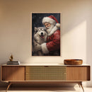Santa Claus and his Alaskan Malamute, Christmas Wall Art, Dog Gift, Christmas Dog, Winter Wall Art, Santa Decor, Santa Art Print