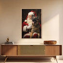 Santa Claus And His Belgian Malinois, Christmas Wall Art, Dog Gift, Christmas Dog, Winter Wall Art, Santa Decor, Santa Art Print, Cute Dog