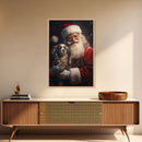 Santa Claus And His Cavalier King Charles, Christmas Wall Art, Dog Gift, Christmas Dog, Winter Wall Art, Santa Decor, Santa Art Print