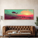 Sunset In The Iraqi Desert - OIF Art - Blackhawk Dustoff - Framed Canvas Print - Veteran Art - OEF, Operation Iraqi Freedom, Retro Military